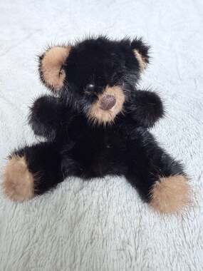 Rare Bear Mink Real Fur Teddy Bear Mini Size 1982 with Tag & Serial Number · : S